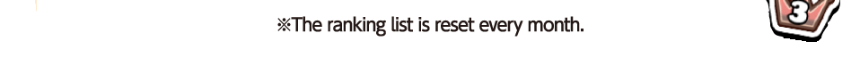 * The ranking list is reset every month.