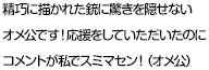 精巧に描かれた銃に驚きを隠せないオメ公です！応援をしていただいたのにコメントが私でスミマセン！（オメ公）
