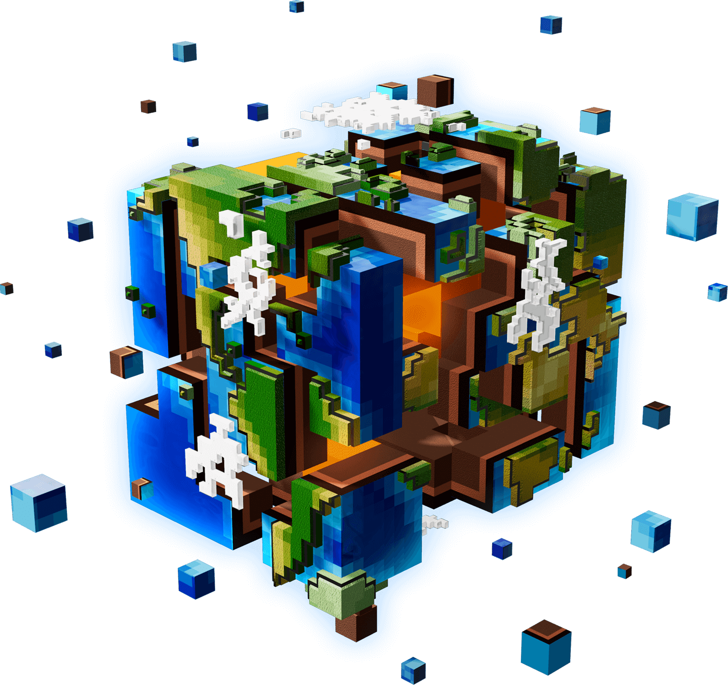 The voxel world of square Earth