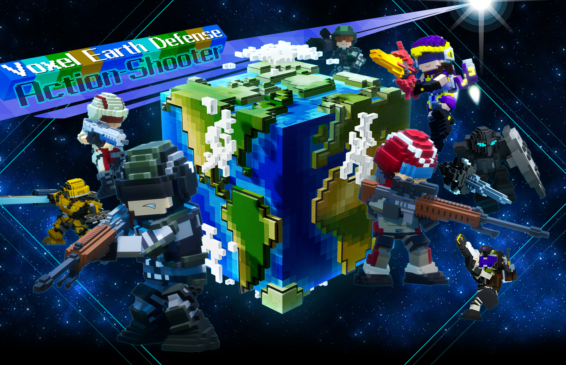 Voxel Earth Defense Action-Shooter