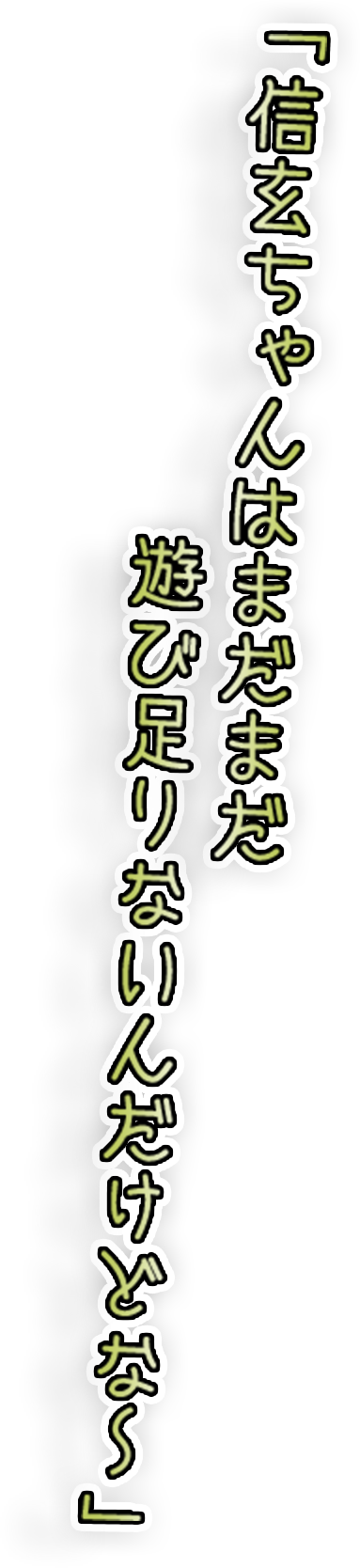 「信玄ちゃんはまだまだ遊び足りないんだけどな～」