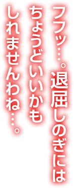 フフッ…。退屈しのぎにはちょうどいいかもしれませんわね…。