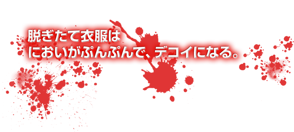 脱ぎたて衣服は においがぷんぷんで、デコイになる。