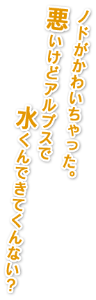 ノドかわいちゃった。悪いけどアルプスで水くんできてくんない？